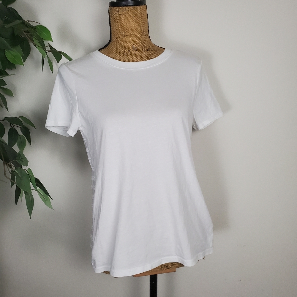 Brooks Brothers White Short Sleeve Shirt Lace Back Medium